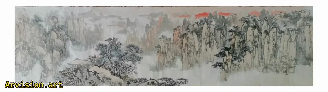 chaoxia سلسلة من القمم الصينية الحبر اللوحة رسم المناظر الطبيعية
